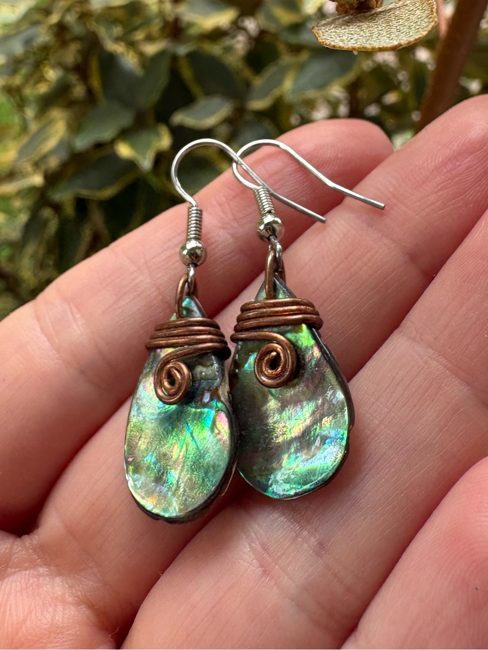 Vintage abalone shell artisan made earrings